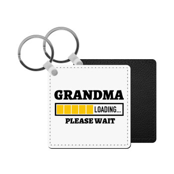 Grandma Loading, Μπρελόκ Δερματίνη, τετράγωνο ΜΑΥΡΟ (5x5cm)