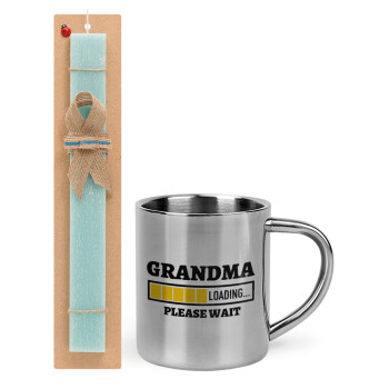 Grandma Loading, Πασχαλινό Σετ, μεταλλική κούπα θερμό (300ml) & πασχαλινή λαμπάδα αρωματική πλακέ (30cm) (ΤΙΡΚΟΥΑΖ)