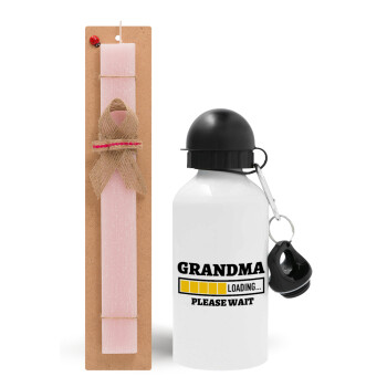 Grandma Loading, Πασχαλινό Σετ, παγούρι μεταλλικό αλουμινίου (500ml) & πασχαλινή λαμπάδα αρωματική πλακέ (30cm) (ΡΟΖ)