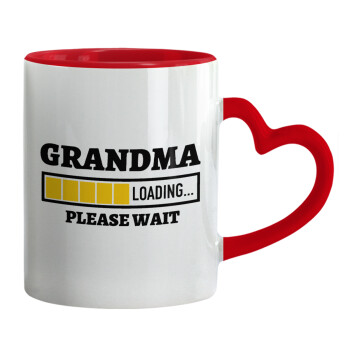 Grandma Loading, Κούπα καρδιά χερούλι κόκκινη, κεραμική, 330ml