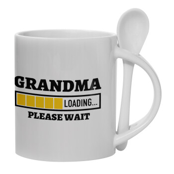 Grandma Loading, Ceramic coffee mug with Spoon, 330ml (1pcs)