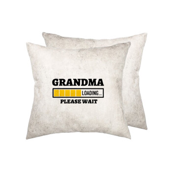 Grandma Loading, Μαξιλάρι καναπέ Δερματίνη Γκρι 40x40cm με γέμισμα