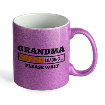 Grandma Loading, Κούπα Μωβ Glitter που γυαλίζει, κεραμική, 330ml