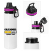 Metallic water bottle with safety lid, 850ml aluminum