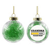 Transparent Christmas tree ball ornament with green filling 8cm