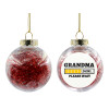 Transparent Christmas tree ball ornament with red filling 8cm