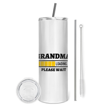 Grandma Loading, Eco friendly stainless steel tumbler 600ml, with metal straw & cleaning brush