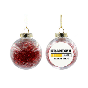 Grandma Loading, Transparent Christmas tree ball ornament with red filling 8cm
