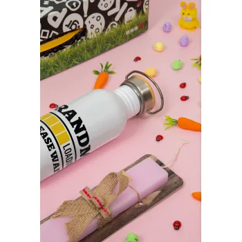 Grandma Loading, Πασχαλινή Λαμπάδα με παγούρι μεταλλικό (620ml, stainless steel) & κερί αρωματικό πλακέ (30cm) (ΡΟΖ)