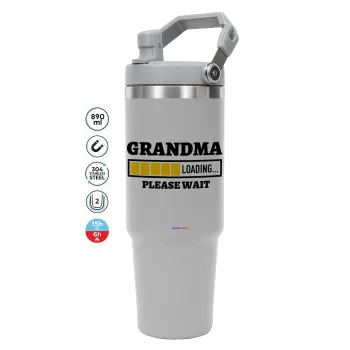 Grandma Loading, ΓΚΡΙ Travel Tumbler Θερμός με χερούλι και καλαμάκι 890ml