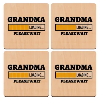 Grandma Loading, ΣΕΤ x4 Σουβέρ ξύλινα τετράγωνα plywood (9cm)