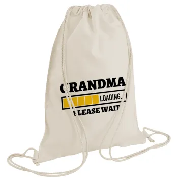 Grandma Loading, Backpack bag GYMBAG natural (28x40cm)