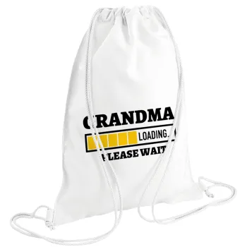 Grandma Loading, Backpack pouch GYMBAG white (28x40cm)