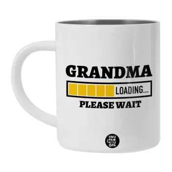 Grandma Loading, Λευκή Ανοξείδωτη Μεταλλική Κούπα 450ml - Διπλού Τοιχώματος 
