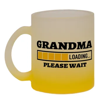 Grandma Loading, Κούπα γυάλινη δίχρωμη με βάση το κίτρινο ματ, 330ml