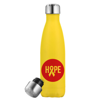 HOPE, Μεταλλικό παγούρι θερμός Κίτρινος (Stainless steel), διπλού τοιχώματος, 500ml