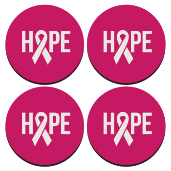 HOPE, SET of 4 round wooden coasters (9cm)