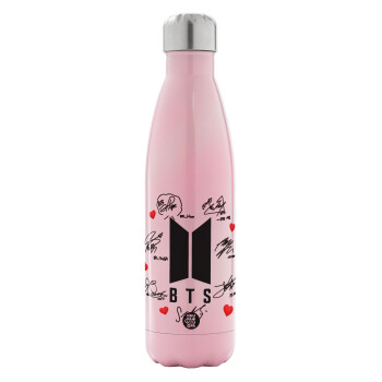 BTS signs, Metal mug thermos Pink Iridiscent (Stainless steel), double wall, 500ml