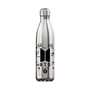 BTS signs, Μεταλλικό παγούρι θερμός Inox (Stainless steel), διπλού τοιχώματος, 750ml