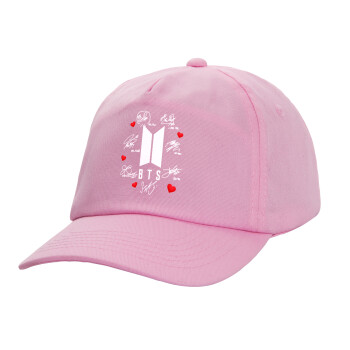 BTS signs, Casual children's baseball cap, 100% Cotton Twill, PINK (COTTON, CHILDREN'S, ONE SIZE)