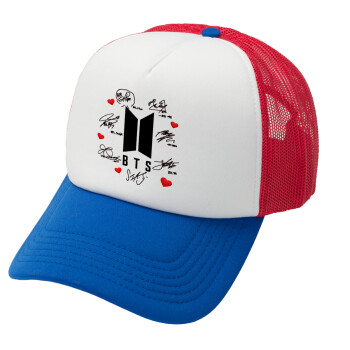BTS signs, Καπέλο Ενηλίκων Soft Trucker με Δίχτυ Red/Blue/White (POLYESTER, ΕΝΗΛΙΚΩΝ, UNISEX, ONE SIZE)