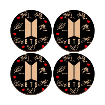BTS signs, ΣΕΤ x4 Σουβέρ ξύλινα στρογγυλά plywood (9cm)