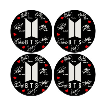 BTS signs, SET of 4 round wooden coasters (9cm)
