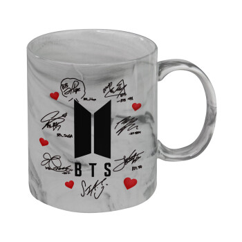 BTS signs, Mug ceramic marble style, 330ml