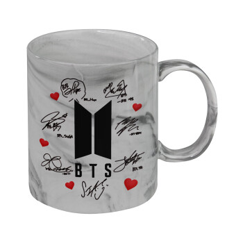 BTS signs, Κούπα κεραμική, marble style (μάρμαρο), 330ml