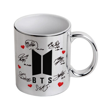 BTS signs, Mug ceramic, silver mirror, 330ml