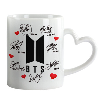 BTS signs, Mug heart handle, ceramic, 330ml