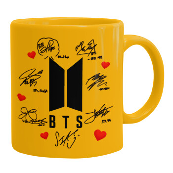 BTS signs, Ceramic coffee mug yellow, 330ml (1pcs)