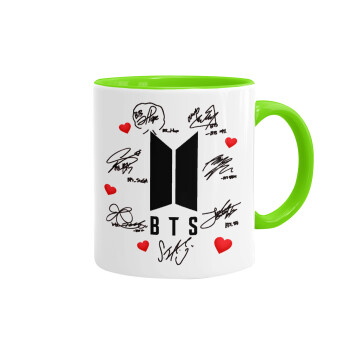 BTS signs, Mug colored light green, ceramic, 330ml