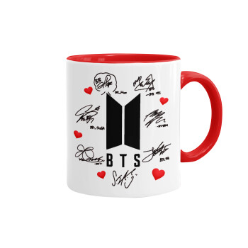 BTS signs, Mug colored red, ceramic, 330ml