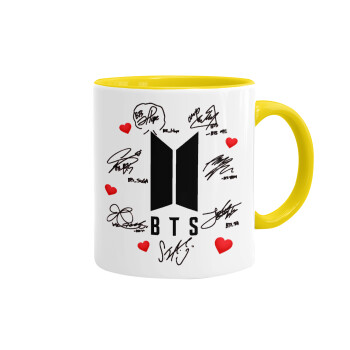 BTS signs, Mug colored yellow, ceramic, 330ml