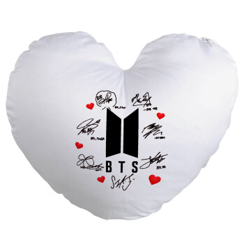 BTS signs, Μαξιλάρι καναπέ καρδιά 40x40cm περιέχεται το  γέμισμα