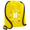 Backpack pouch GYMBAG Yellow, with pocket (40x48cm) & thick cords