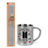 Easter Set, metallic thermal cup (300ml) & Easter aromatic flat candle (30cm) (GRAY)