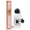 Easter Set, metallic aluminum bottle (500ml) & aromatic flat Easter candle (30cm) (PINK)