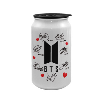 BTS signs, Κούπα ταξιδιού μεταλλική με καπάκι (tin-can) 500ml