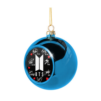BTS signs, Χριστουγεννιάτικη μπάλα δένδρου Μπλε 8cm