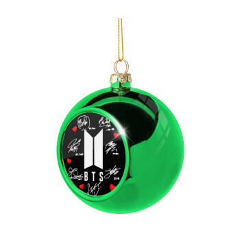 BTS signs, Χριστουγεννιάτικη μπάλα δένδρου Πράσινη 8cm