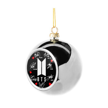 BTS signs, Silver 8cm Christmas tree ball ornament