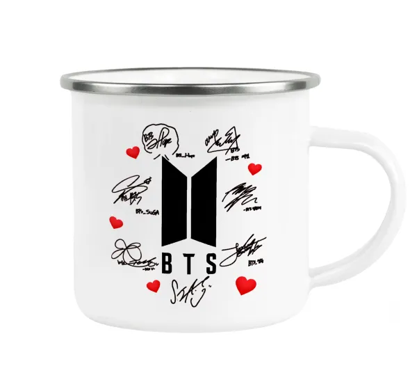 BTS signs — Metallic enamel cup white 360ml