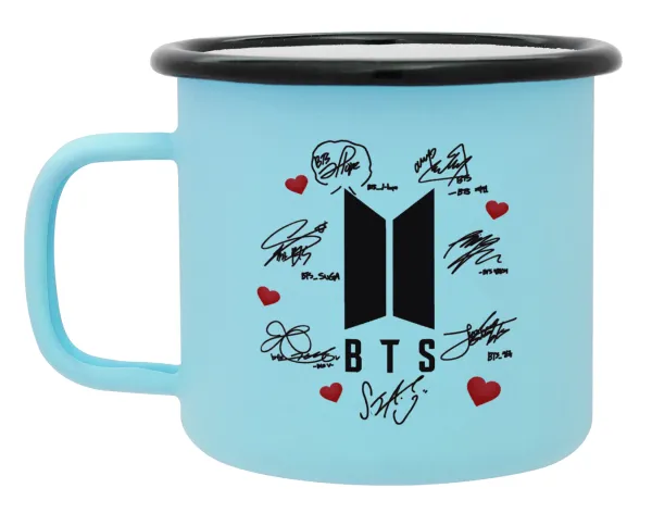 BTS signs — Κούπα Μεταλλική εμαγιέ ΜΑΤ σιέλ 360ml