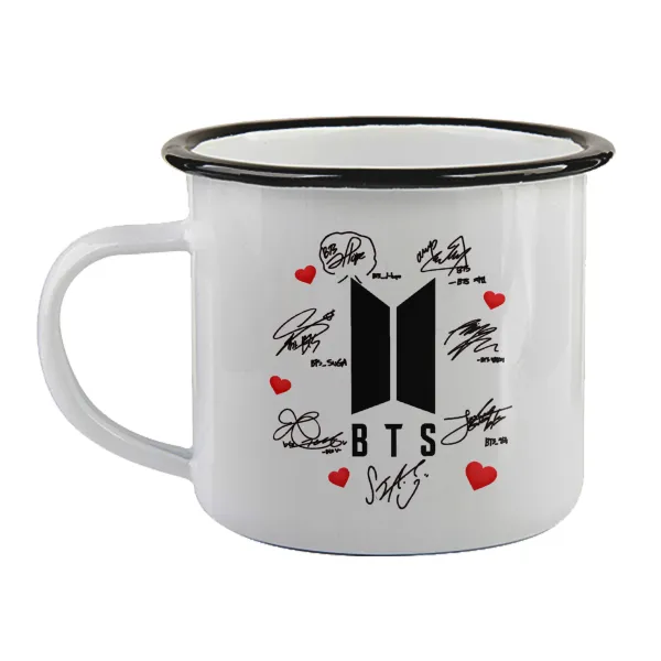 BTS signs — Enamel mug with black rim, 360ml