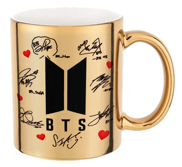 BTS signs — Mug ceramic, gold mirror, 330ml