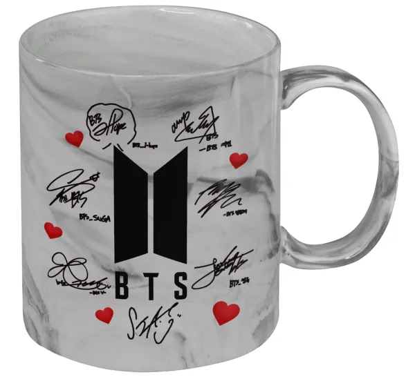 BTS signs — Κούπα κεραμική, marble style (μάρμαρο), 330ml