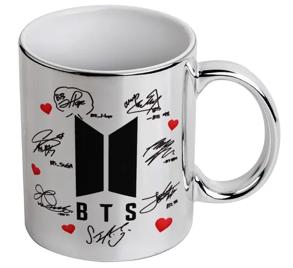 BTS signs — Κούπα κεραμική, ασημένια καθρέπτης, 330ml