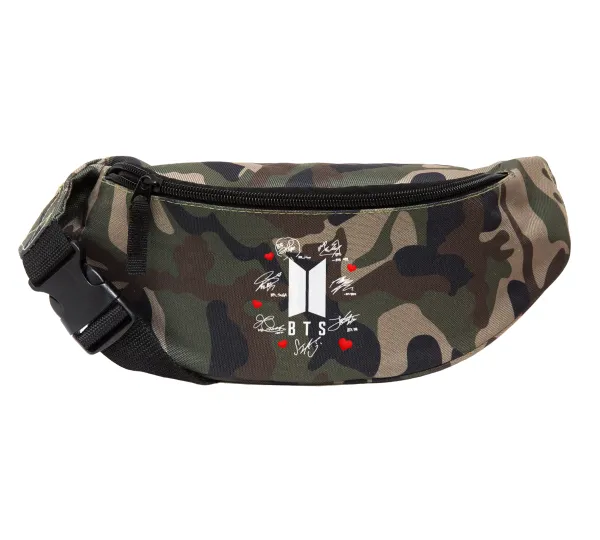 BTS signs — Unisex waist bag (banana) in Jungle camouflage color with 2 pockets